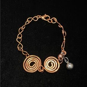 Handmade Pure Copper Sterling Silver Bracelet 925 7.5” Swirl Unisex